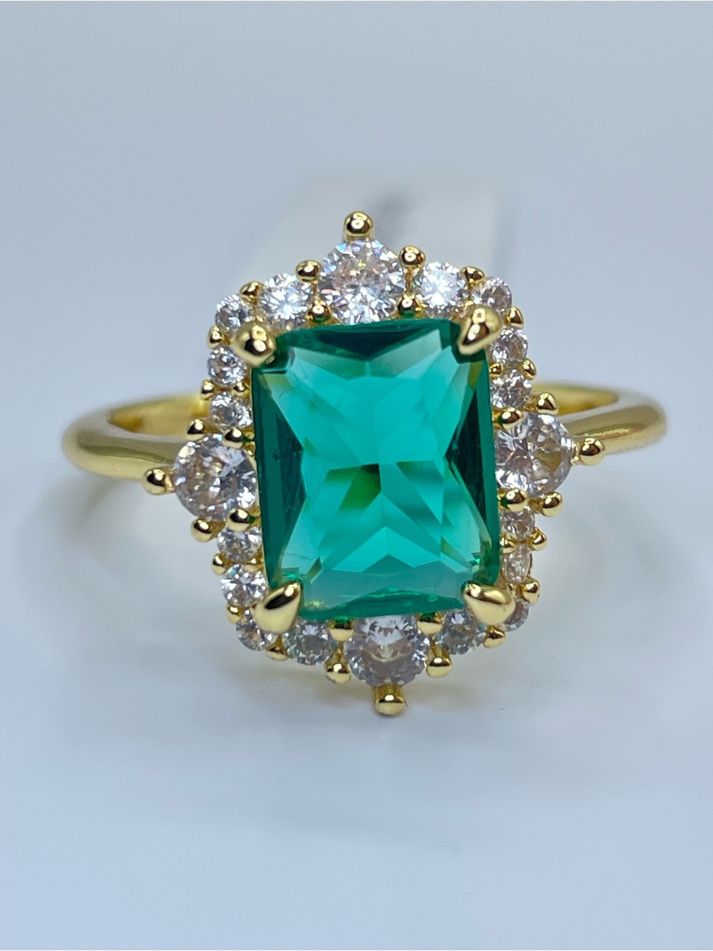 Swarovski Crystal Elements Emerald Green Crystal Halo Ring Sz 10